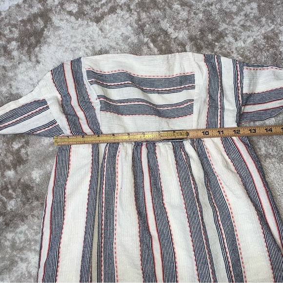 Socialite Strapless Tie Back dress Cream, Navy 100% cotton SZ SM lined - Picture 7 of 9